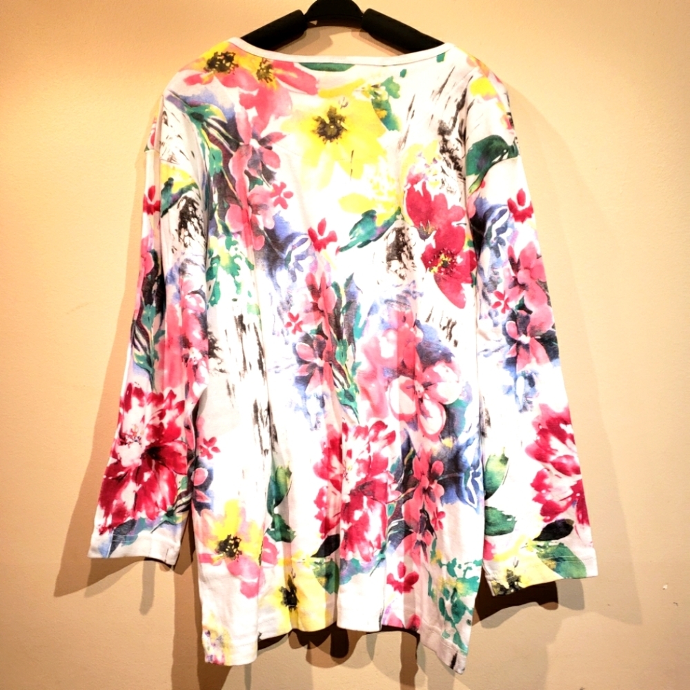 Endless Designs Womens White Floral Shirt Blouse - Picture 4 of 7